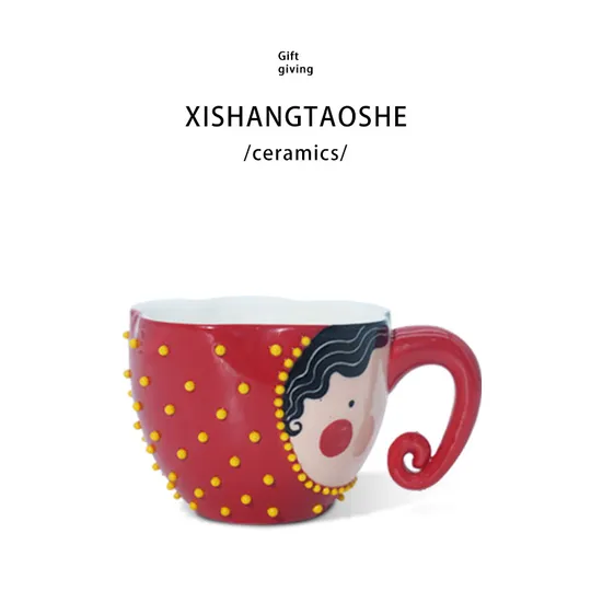 Long-nose hand-painted ceramic mug
