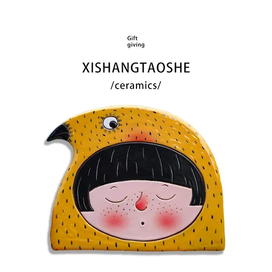 White-eyed bird ceramic coaster