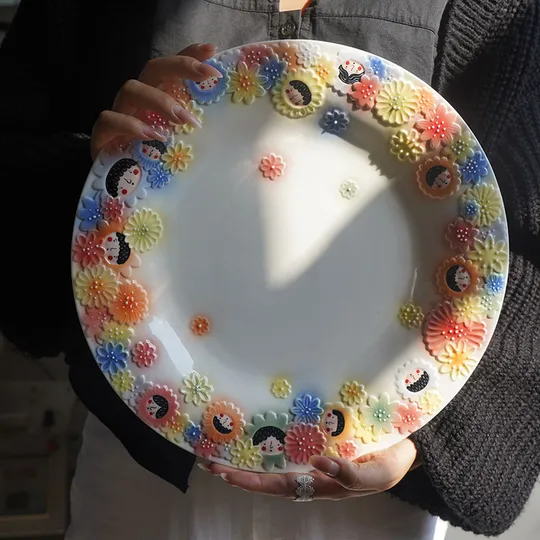 Cute hand-painted ceramic plate